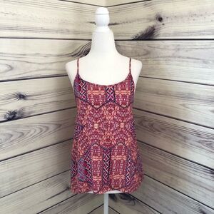 Minkpink Red Patterned Strappy Back Tank Top XS